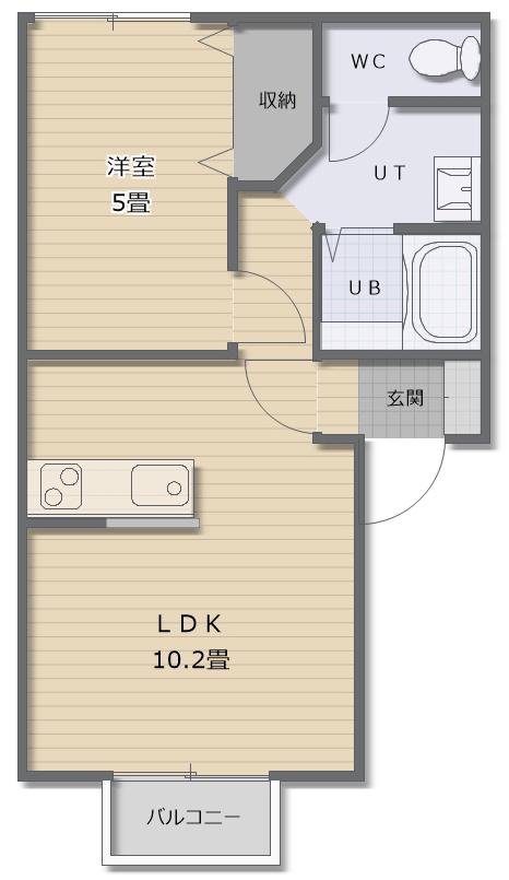 サンヴァレイ神山(1LDK/2階)の間取り写真