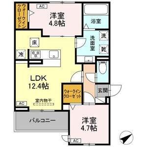 ルヴィータ川名(2LDK/1階)の間取り写真