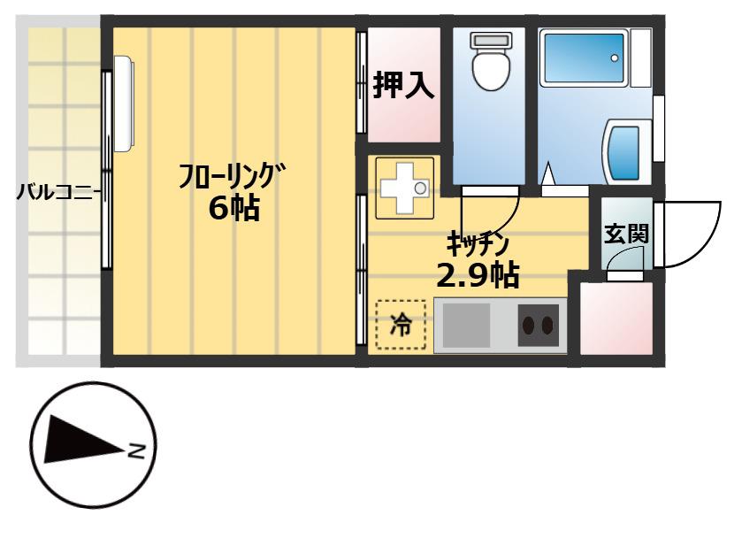 レバランス桜新町(1K/1階)の間取り写真