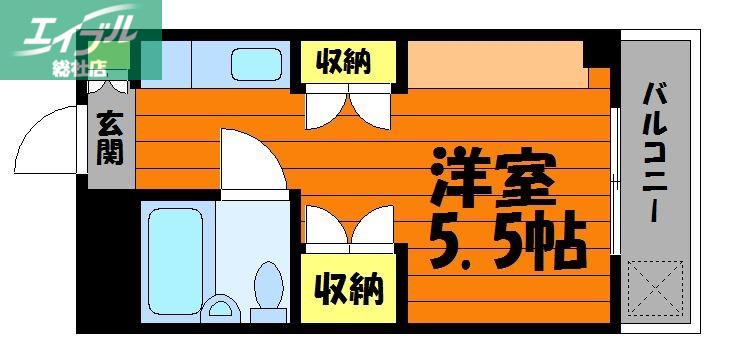サンピア倉敷(1K/2階)の間取り写真