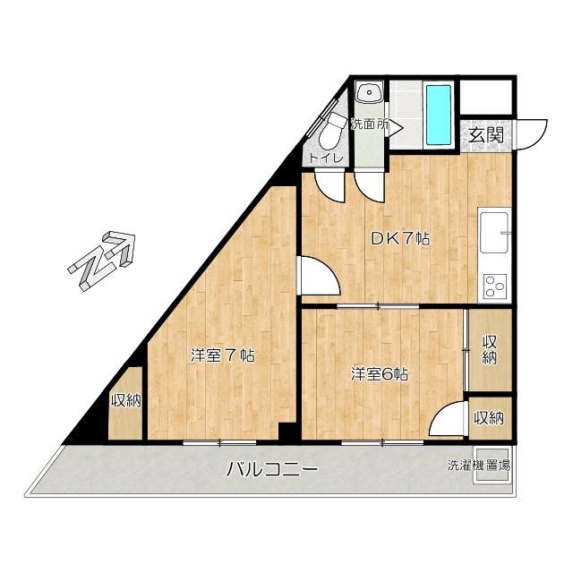水入マンション(2DK/3階)の間取り写真
