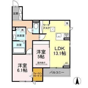 フューカスト(2LDK/1階)の間取り写真