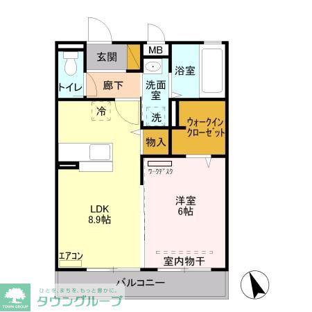メディオTM(1LDK/2階)の間取り写真