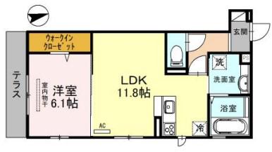 ボヌワール高井田(1LDK/3階)の間取り写真