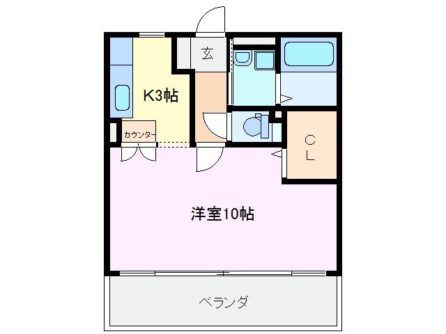 SPACE・K BEACH(1K/3階)の間取り写真