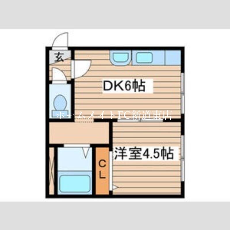 ノース26(1DK/2階)の間取り写真