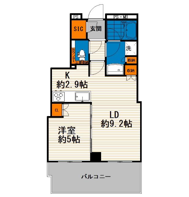 アトラスブランズタワー三河島(1LDK/4階)の間取り写真
