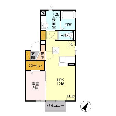 シーダー ヒル(1LDK/1階)の間取り写真