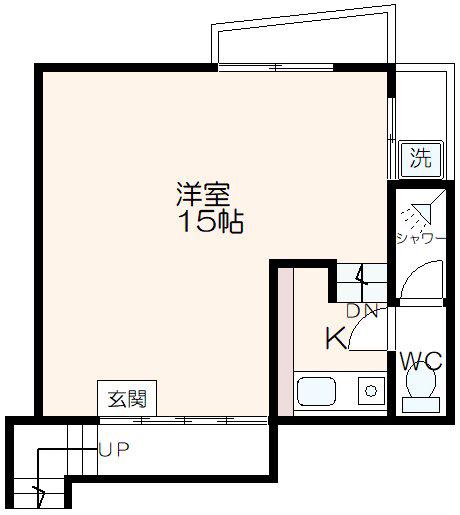 Nステージ半地下(1K/B1階)の間取り写真