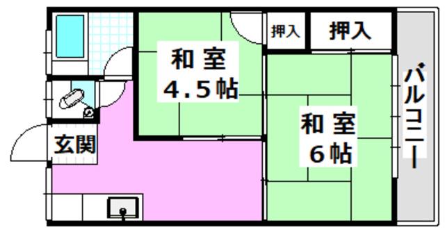 第1吉田文化(2K/2階)の間取り写真