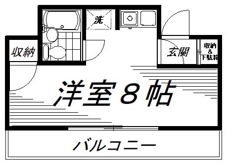 JR中央線 三鷹駅 徒歩7分 6階建 築39年(ワンルーム/6階)の間取り写真