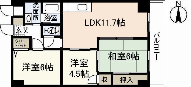 シャルマン財官II(3LDK/1階)の間取り写真