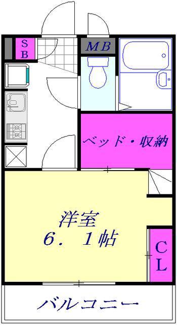 レオパレスクワトロ(1K/3階)の間取り写真