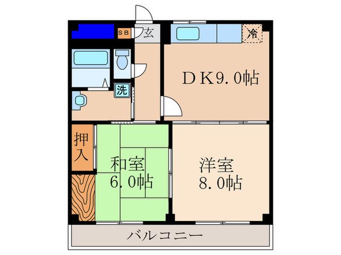 ピアチェ16(2DK/3階)の間取り写真