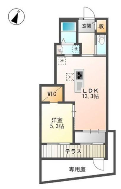 オークガーデン(1LDK/1階)の間取り写真