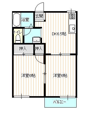 リッチワン(2DK/2階)の間取り写真