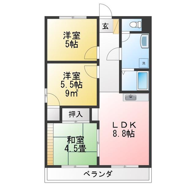 ニュー松戸コーポE棟(3LDK/5階)の間取り写真