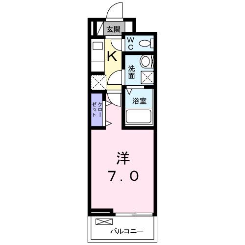 ルクール(1K/2階)の間取り写真