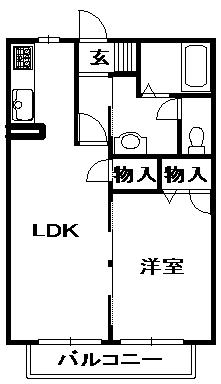シャーメゾン藤原台(1LDK/2階)の間取り写真
