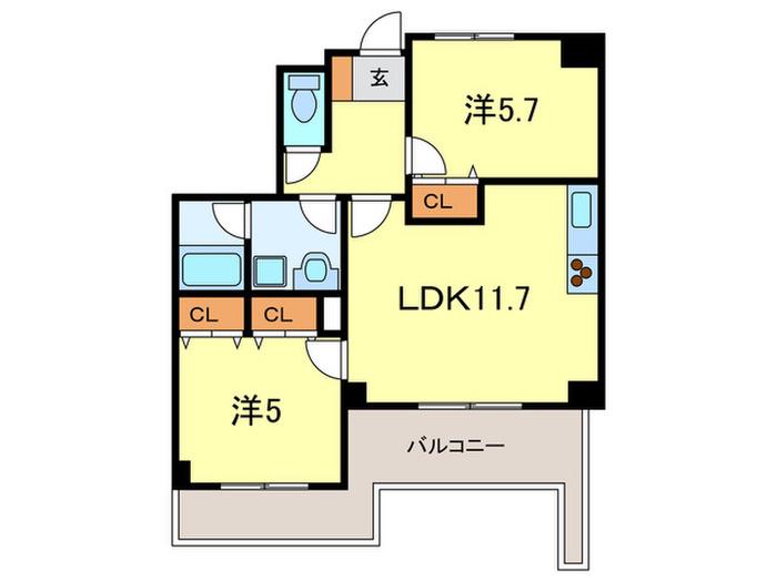 グランテール岡本(2LDK/3階)の間取り写真