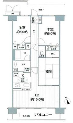 ダイアパレスライブシティ船橋(3LDK/10階)の間取り写真