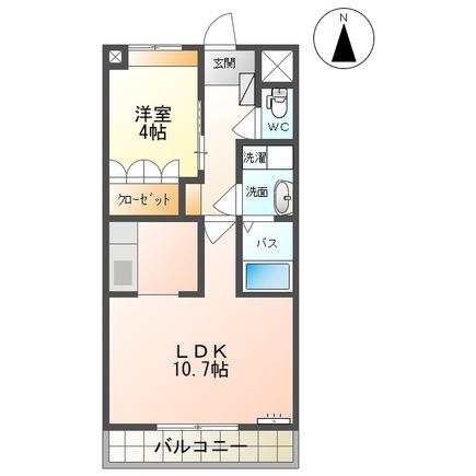 アシューレ成沢(1LDK/1階)の間取り写真