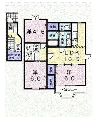 エスポワール紫音A(3LDK/2階)の間取り写真