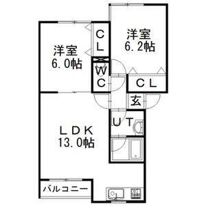 ゼルダIII(2LDK/1階)の間取り写真