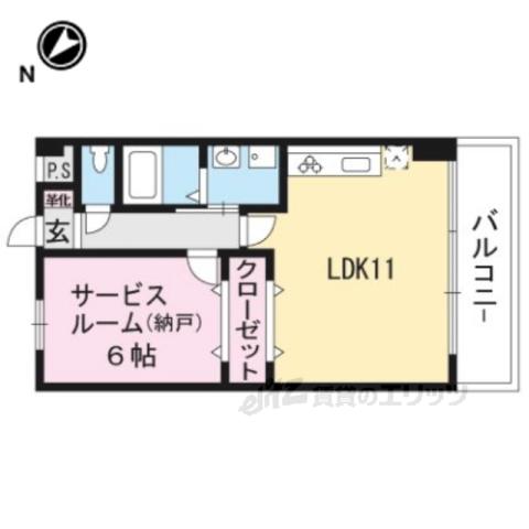 グランヒル吉祥院(1LDK/4階)の間取り写真