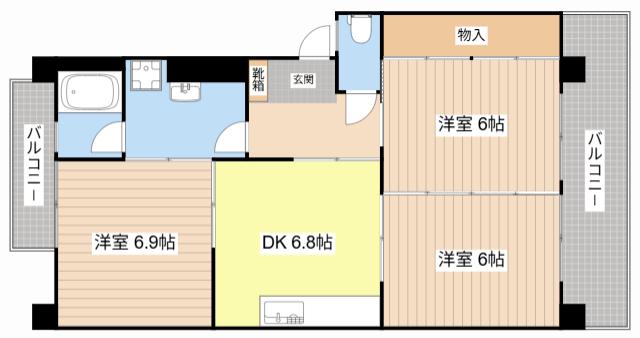ハイツエクセルI番館(3DK/3階)の間取り写真