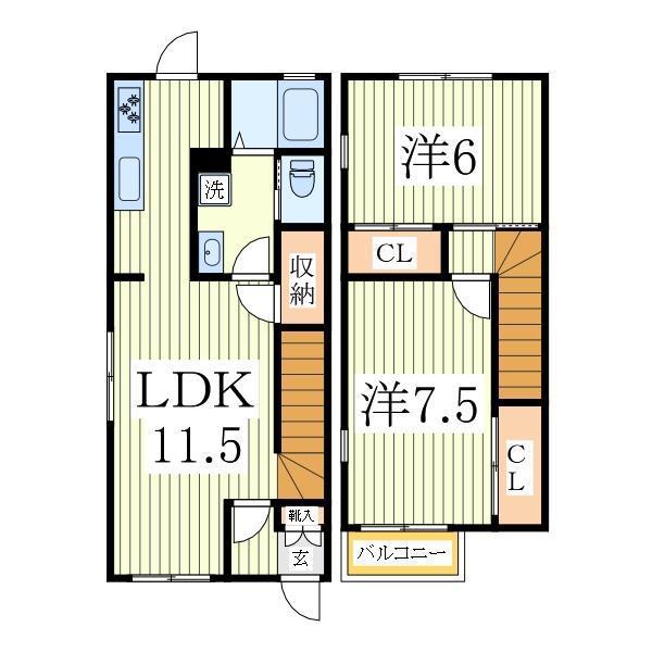 セレーノ(2LDK/1階)の間取り写真
