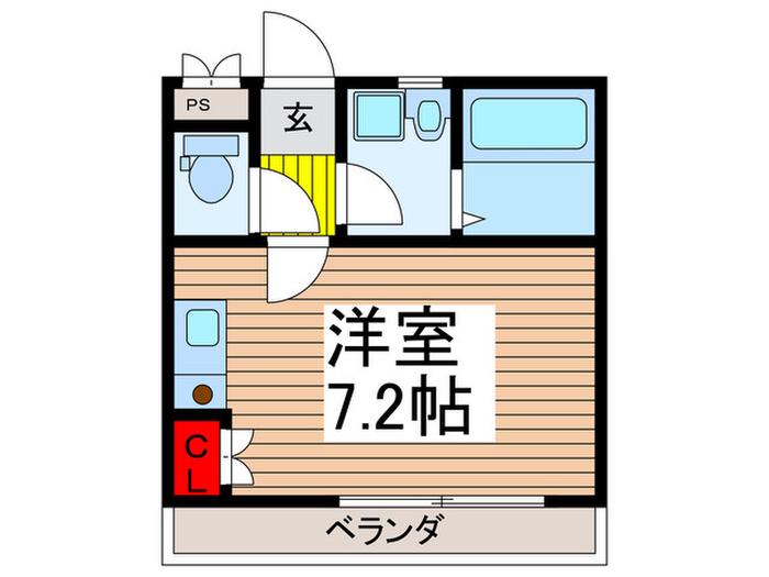ハピネス彩湖(ワンルーム/2階)の間取り写真