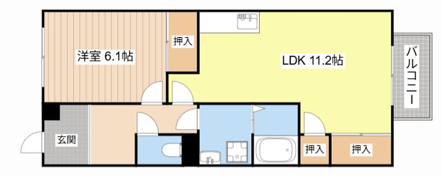 GRANDPURE(1LDK/2階)の間取り写真
