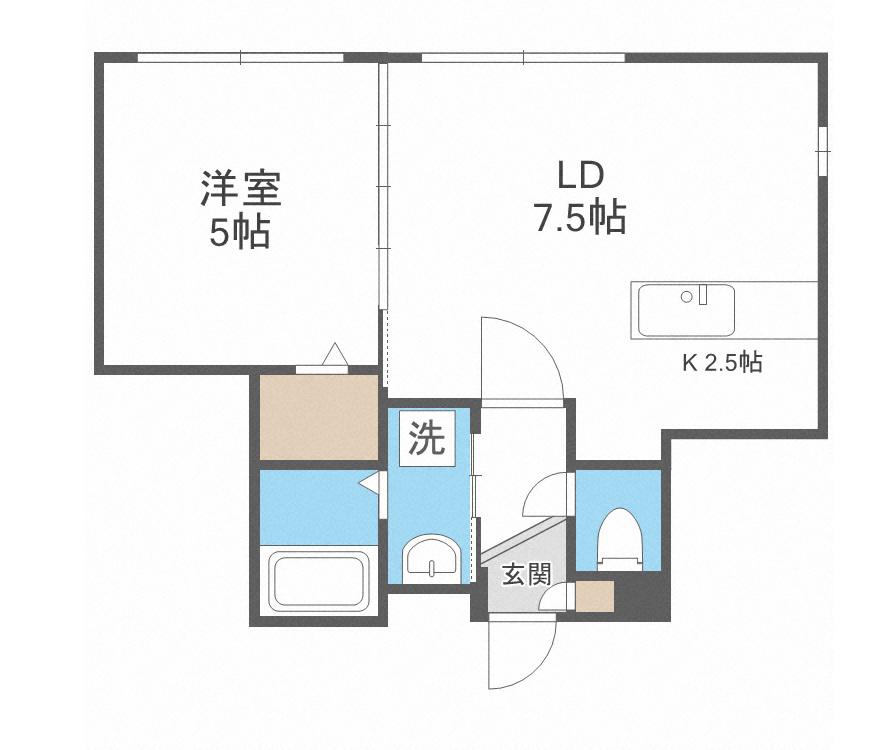 ベルクレール琴似II(1LDK/3階)の間取り写真