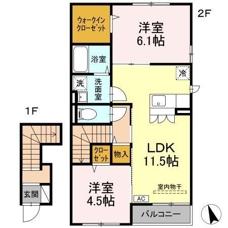 アルセード(2LDK/2階)の間取り写真