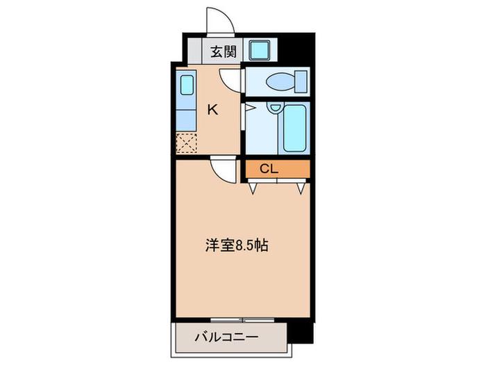 ラフィネ荒江(1K/6階)の間取り写真