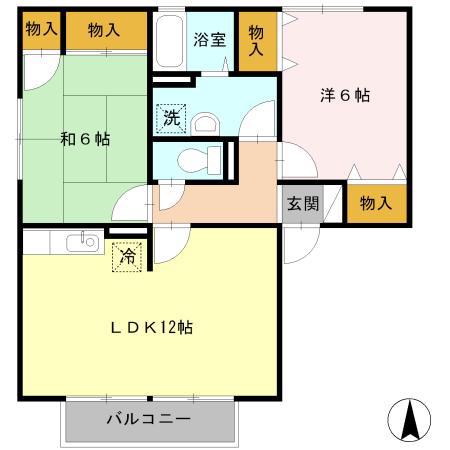 エルクレール(2LDK/1階)の間取り写真