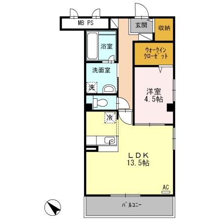 ロイヤルメゾンH&D 角(1LDK/2階)の間取り写真