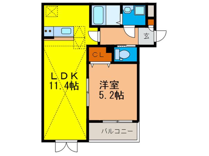 べルドミール常松(1LDK/1階)の間取り写真