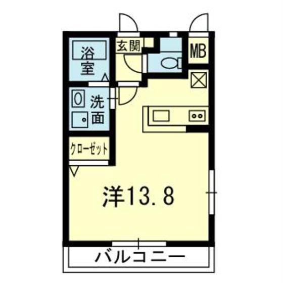 スライブ六番館 A棟(1K/2階)の間取り写真