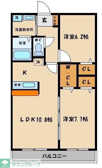 サウスヒルズAOYAGI(2LDK/1階)の間取り写真