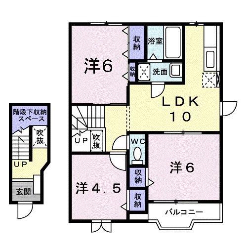 ソレアード打越II番館(3LDK/2階)の間取り写真