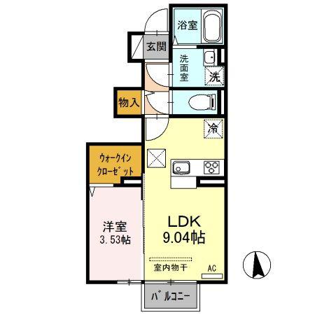 ルピナ B(1LDK/1階)の間取り写真