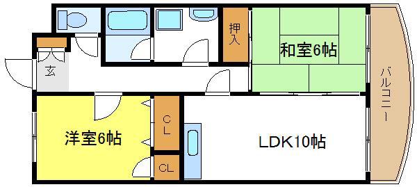 ローズガーデンCOMO(2LDK/3階)の間取り写真