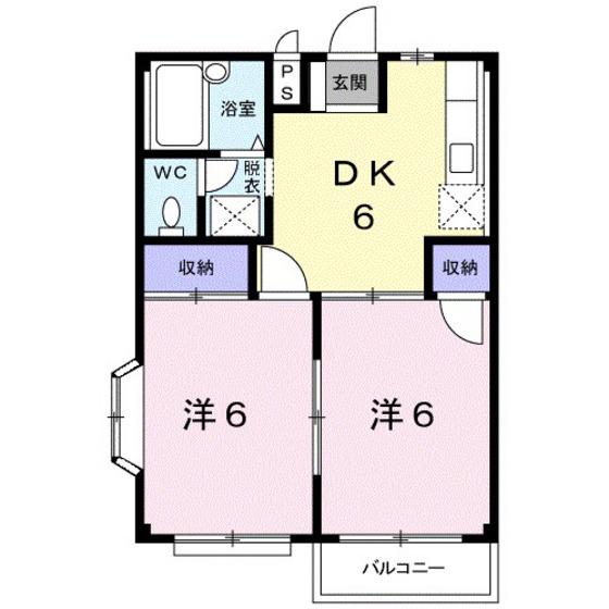 エルディム小林(2DK/2階)の間取り写真