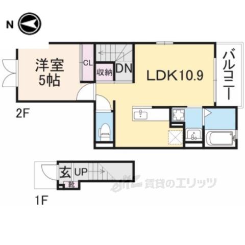アベニューウエストナインⅡ(1LDK/2階)の間取り写真
