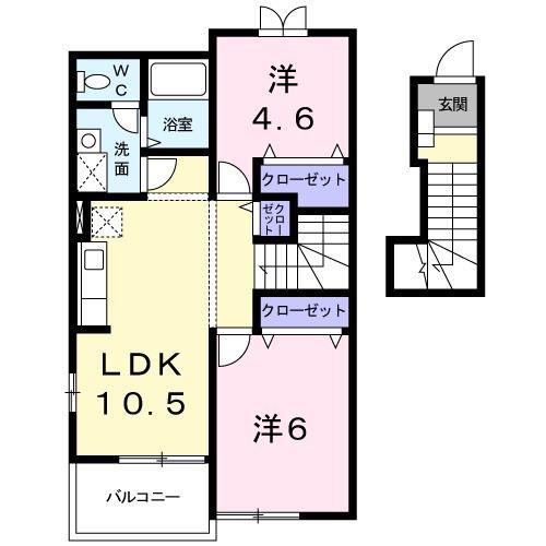 ニュードリームS・KII(2LDK/2階)の間取り写真