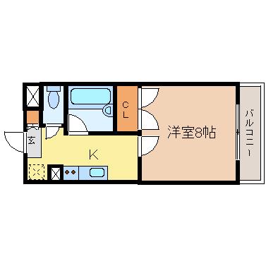 リバーヒルズ(1K/3階)の間取り写真