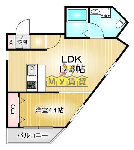 LEGIOIE太閤通4(1LDK/4階)の間取り写真