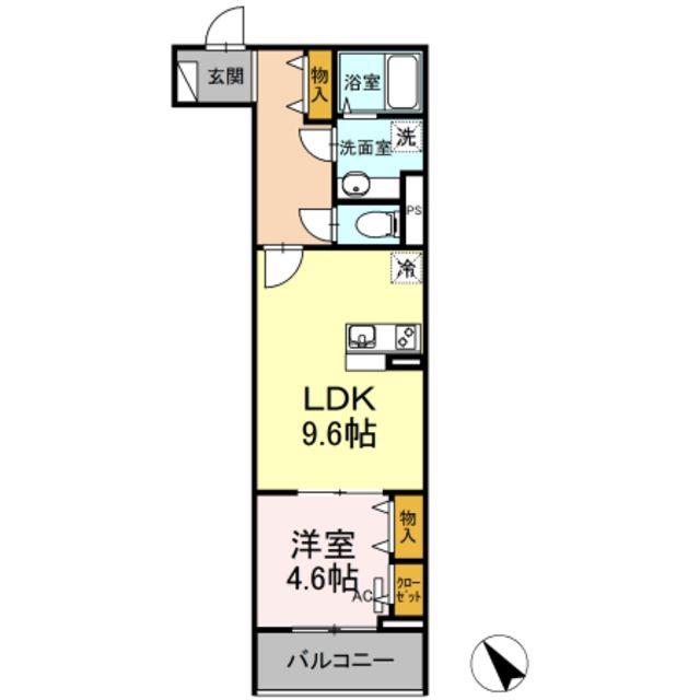 ラ・プランドール(1LDK/2階)の間取り写真